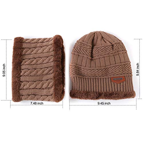 Conjunto de cachecol feminino e masculino de inverno, gorro com círculo, forro de lã reversível, gor