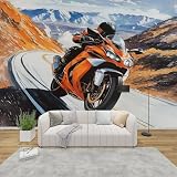 MMYAOKEN Papier Peint Panoramique Moto Cross 100x70 cm   Décoration Murale Dirt Bike Sport Extrême   Tapisserie Murales Papier Peint Intissé pour Chambre Salon   Poster Tableaux Photo Muraux