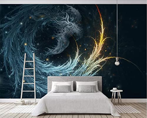 Chinese Style Phoenix Pattern Wall Mural Wallpaper, Removable Self-Adhesive 3D Mural Wallpaper For Kindergarten Bedroom Living Room Kids Room Tv Sofa Background Wall(36"Hx48"W) #TOP1