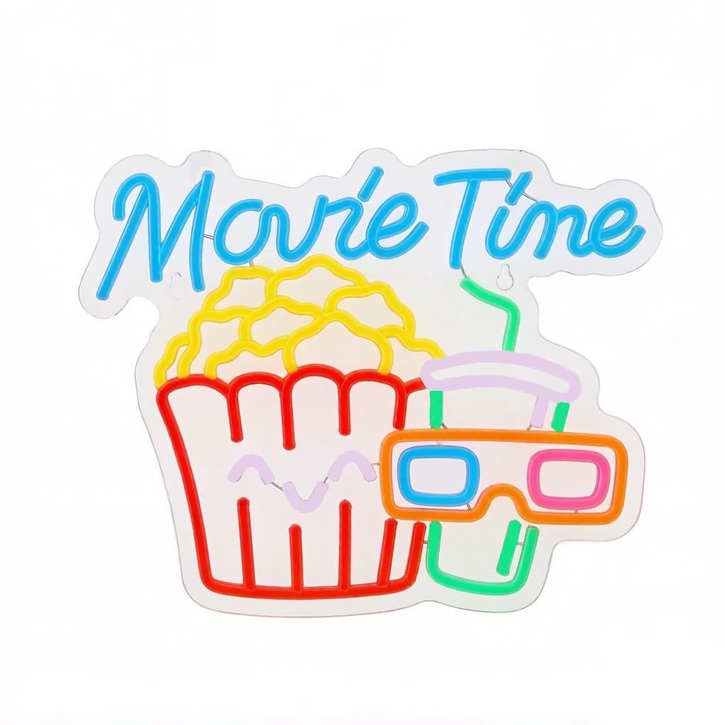 Dimmable LED Neon Sign, Modern Decor for Bedroom & Gaming Room(Movie time(32 * 42cm))