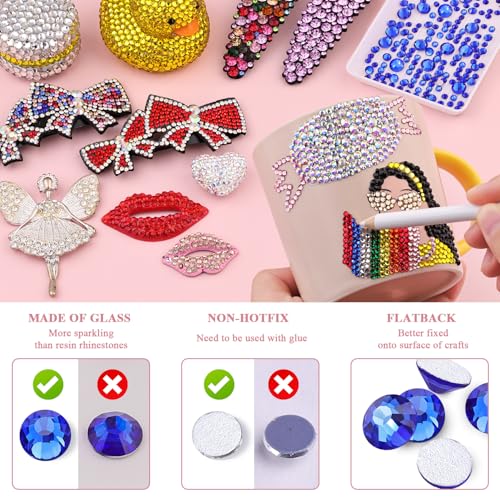 Image of 5000PCS SS6 /2mm Crystal Glass Rhinestones for Bedazzling (Blue /Sapphire) | Flatback Rhinestones for Crafting DIY Nail Art Makeup Decoration, Gems Diomand Charms for Tumbler Shoes Clothing Mug