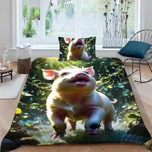 Housse de couette animaux 135x200cm en microfibre premium au fini 3D éclatant - 3