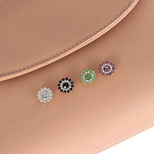 10Pcs 14Mm Sunflower-Shaped Rhinestone Claw Up Buttons Crystal Glass Stone Button For Clothes Decoration Sewing Buttons Apparel Diy Accessories (Green) #TOP1