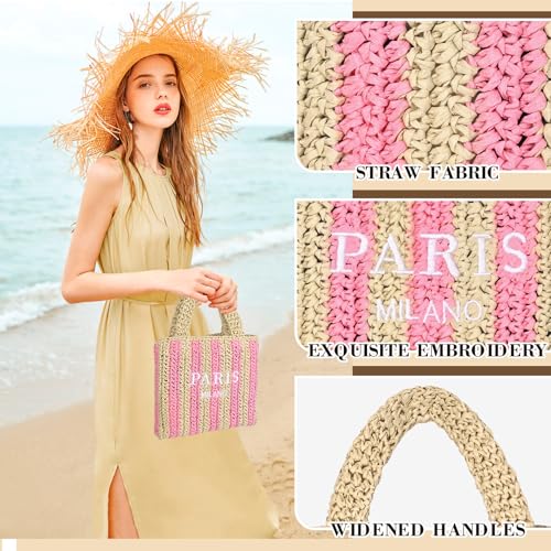 Bolsa de playa de paja para mujer verano tejido miniatura 4