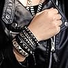Eigso 4 Pcs Punk Leather Studded Bracelets for Men Women Rock Concert Punk Spike Bracelet Metal Cuff Wristband Set Emo Cuff Bangle #2