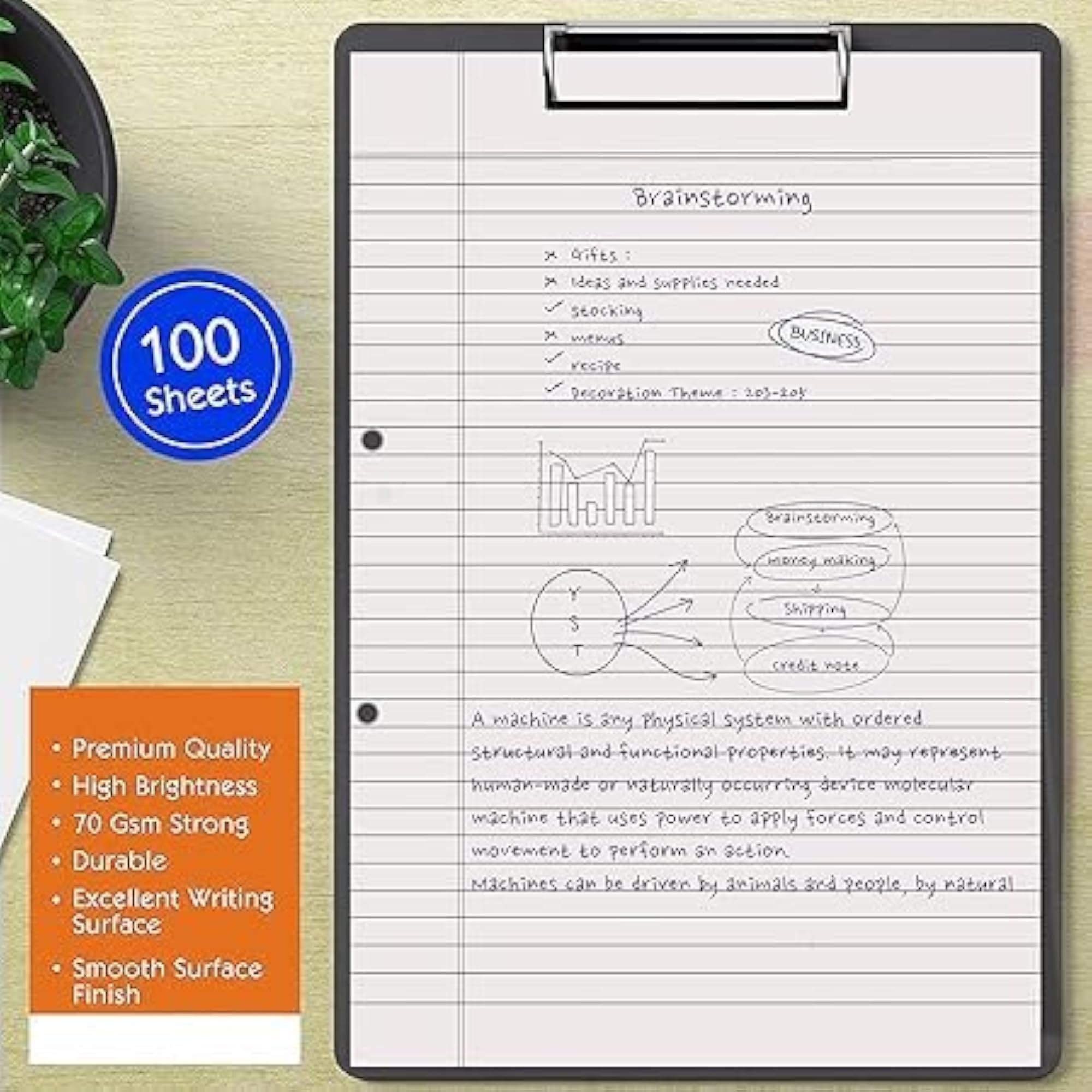 CRAFTREE Ruled Project Sheets, 100 Sheets