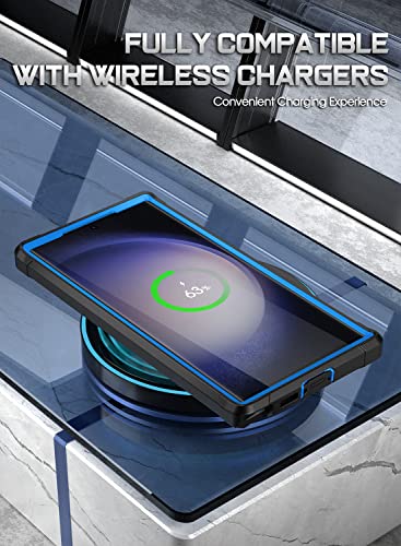 Coque Galaxy S23 Ultra résistante aux chocs avec dos transparent bleu - 3