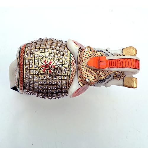 Marble Elephant Large 5 inch Big Size Home Decor Statue for Living Room, Indoor, Front Door, Office, Gifts (Jewelled) — photo — 2 of 9