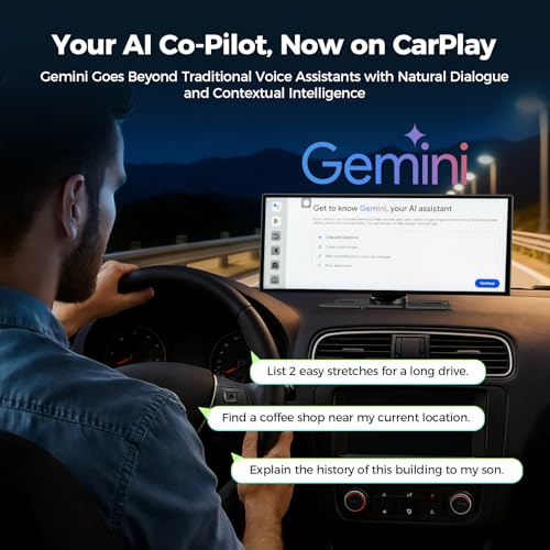 Image of LAMTTO 11'' AI CarPlay Screen with Google-Play Download APPs & Gemini