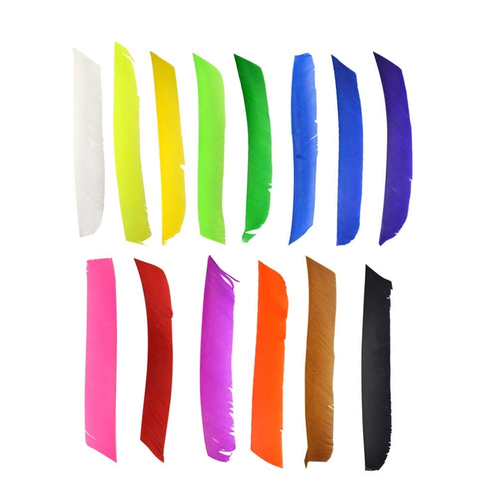 wolfman Tiro con Arco Pluma de Flecha Espiral Envoltura de Giro Plumas Longitud Completa ala Izquierda Derecha Plumas de Pavo Naturales 8-11" para Flechas de Gripe 50 Pz