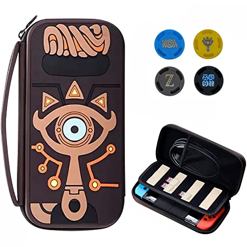 Zelda Silicone Carrying Case Compatible with Nintendo Switch Durable Portable Waterproof Travel Switch Case Pouch for Nintendo Switch Console & Accessories with 4 Extra Zelda Thumb Grip Caps