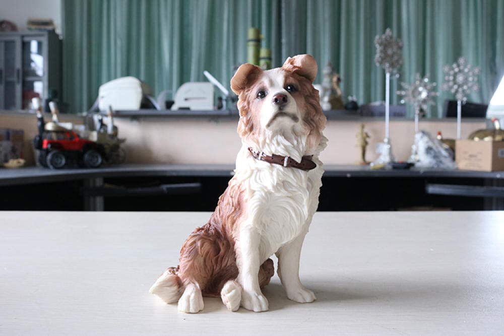YNIYUJKL Centerpiece Tabletop For Gift Figurine Animal Statue Ornaments,Decor Border Collie Simulation Dog Model Sitting Posture Edge Shepherd Decoration Resin Crafts Brown