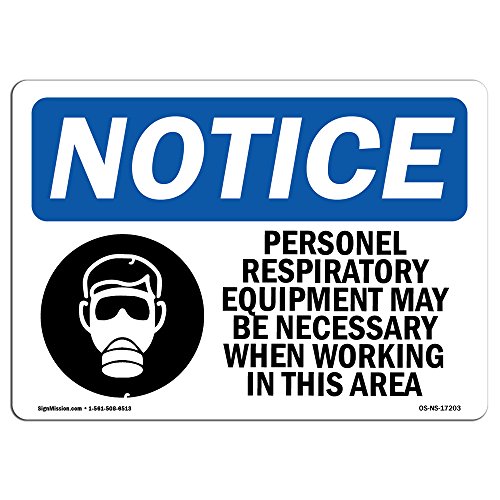 514F9idHL0L. SL500 OSHA Notice Sign - Personal Respiratory Equipment | Rigid Plastic Sign | Protect Your Business, Construction Site, Warehouse & Shop Area | Made in The USA
