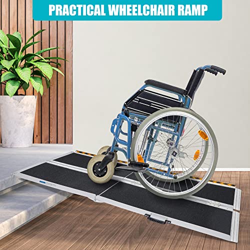 5Ft Kolo Foldable Wheelchair Ramp, 60" L X 31.3" W, 800 Lbs Capacity, Non-Skid Portable Ramps For Steps, Lightweight With Handle, For Wheelchairs Scooters To Home Steps Stairs Doorways #TOP7