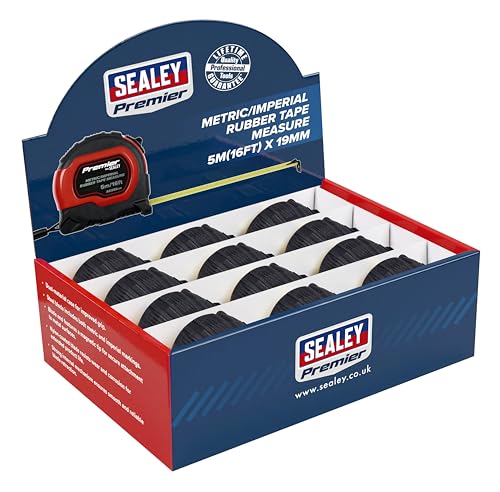Image of Sealey AK98912 5m(16ft) x 19mm Tape Measure Display Box of 12 - Metric/Imperial