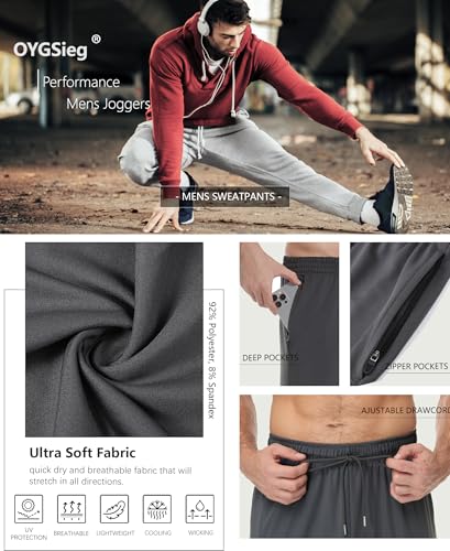 4 Pack Mens Athletic Sweatpants with Zipper Pockets,Track Pants Joggers for Men,Workout Casual Hiking Jogging Pants Men4