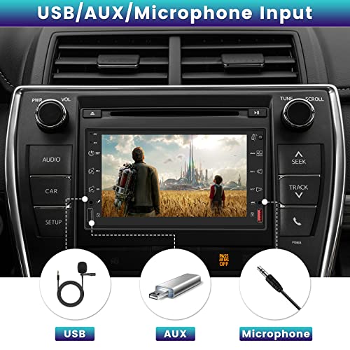 4x100W-Stereo System 2 Din Car Radio with 36 Bands EQ DSP AM FM, Compatible with Apple Carplay & Android Auto, Support AHD Backup Camera, Subwoofer