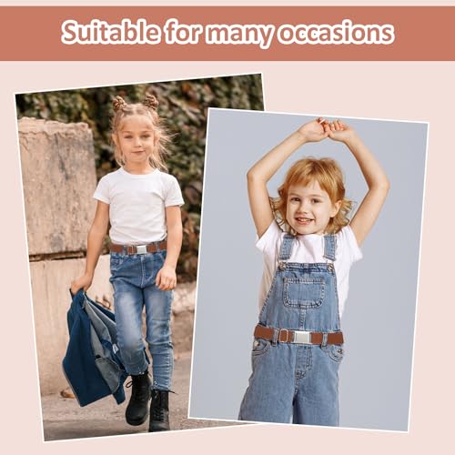 2PCS Kids Elastic Belt, Adjustable Stretch Belts Flat Buckle Waist Belt Boy Girl Quick Release Belt for Jeans Pants4
