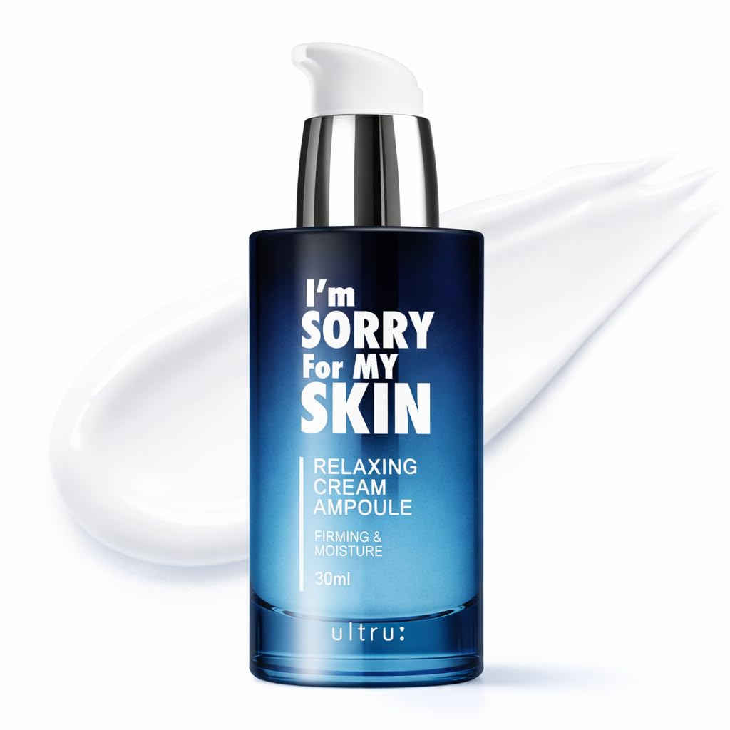 I'M SORRY FOR MY SKIN Facial Skin Ampoule, Korean Skincare Face Serum Moisturizer with Niacinamide and Centella Asiatica, Elasticity & Firming Effect (1.01 fl oz, Relaxing Cream Ampoule)