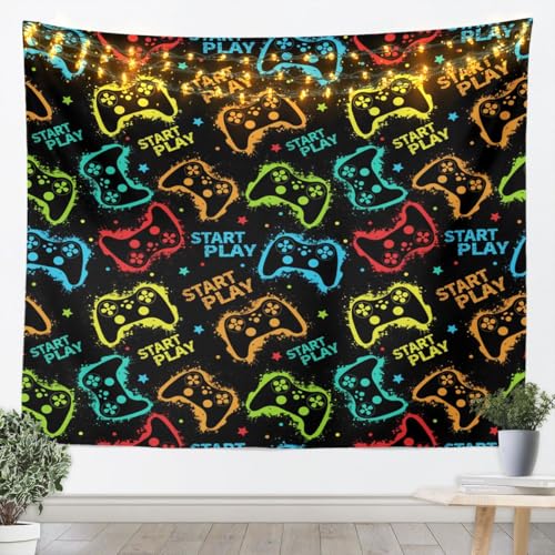 Castle Fairy Boy Gamepad Wall Hanging Tapestry,Game Console Soft Microfiber Home Wall Blanket Tapestries Hippie Graffiti Controller Polyester Tapestries for Bedroom,Small 51.2 x 59.1 Inches