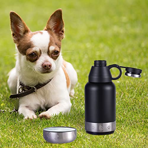 Sunnow 32 Oz Dog Bowls Attached To Stainless Steel Insulated Travel Pet Bottle, Water Bottles For Dogs With Detachable Bowl, Dog Bottles Food Bowl Feeding Bowl Insulated Dog Water Bottle #TOP7
