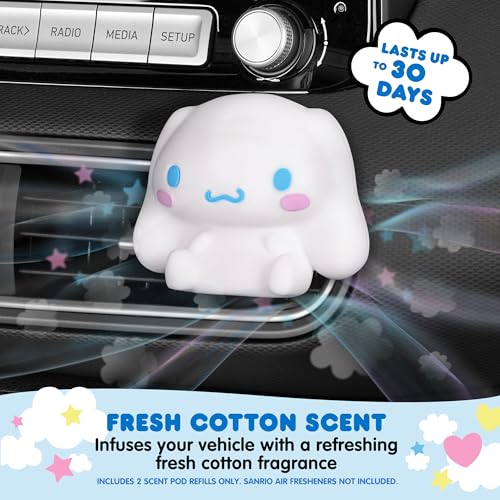 Image of Hello Kitty Car Air Freshener Refills 2-Pack - Fresh Cotton Scent - Cute and Long-Lasting Cinnamoroll Car Accessories, Odor Eliminator, Fun Scents, 30 Days Freshness (2 Refills)