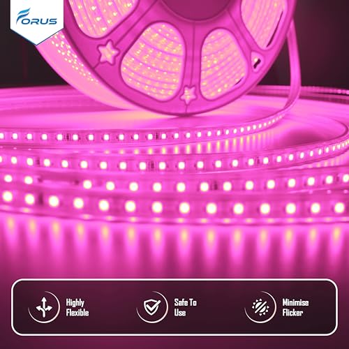 Image of Forus 40 Meter LED Rope Strip Light | Waterproof Outdoor Flexible Decorative Lighting | LED Neon Rope Light for Diwali, Christmas, Balcony, Ceiling & Home Decor, Pink 1Pc with 4 Connectors