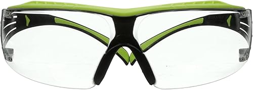 3M Gafas de seguridad, SecureFit 400X, ANSI Z87, lente transparente antivaho y antiarañazos, marco verde y negro, protector de cejas, ligero, puente