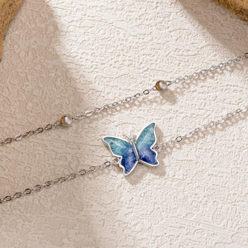 Tobillera de mariposa de plata y turquesa para lucir en tus días de playa 4