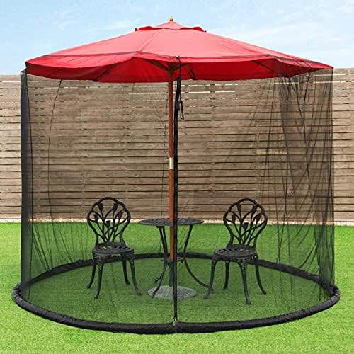 Deyoly 7-10ft Black Patio Umbrella Mosquito Nets, Polyester Mesh, Universal Canopy Umbrella Netting Screen, Fit 7.5 8 9 10FT Outdoor Patio Tables/Cantilever Offset Hanging Market Umbrellas