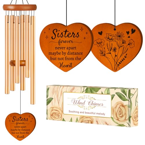 Sister Gifts Large Wind Chime 36", Sisters Forever Gift for Women