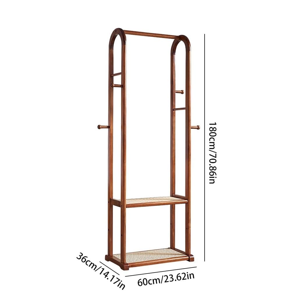 Appendiabiti da Terra Semplice Scaffale Portaoggetti in Rattan for Camera da Letto, Appendiabiti Pavimento