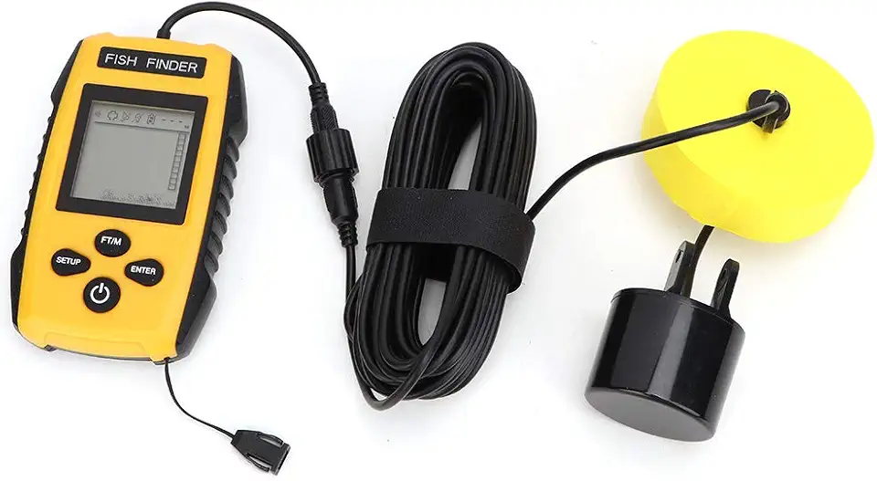 YWBL-WH Localizador de Peixes Com Sensibilidade Ajustável Com Display LCD, Sensor Sonar Portátil para Pesca No Mar do Rio do Lago, Alcance de Profundidade de 100 M, Equipamento de Pesca No Gelo para