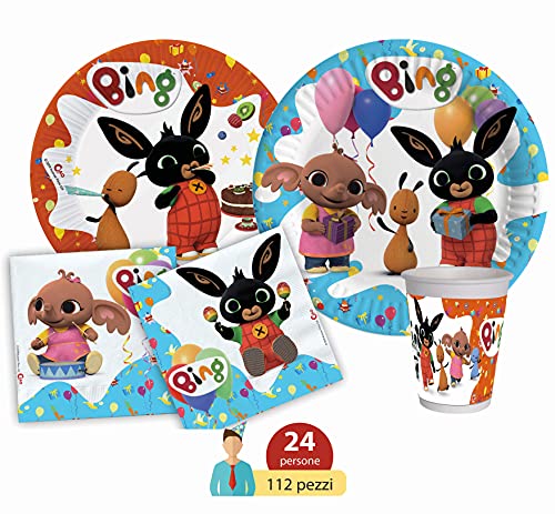 Ciao- PartyY5017 Tafelset Bing 24 personen (112 stuks: 24 papieren borden Ø23cm, 24 papieren borden Ø20cm, 24 plastic… - Image 3