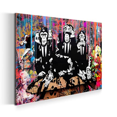 Tableau sur toile singes costume graffiti décoration murale - 2