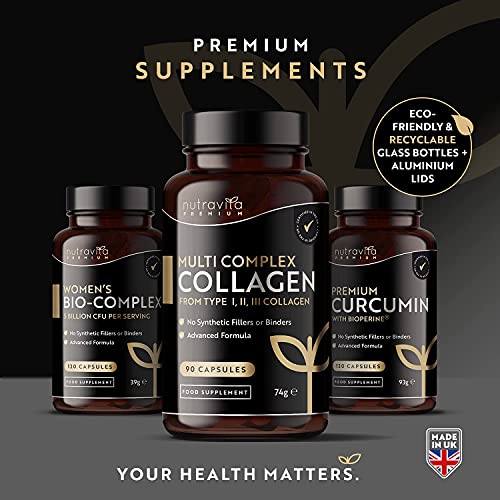 Nutravita Premium Multi Collagen Protein Capsules with Type I, II, III - Includes Hydrolysed Grass Fed Bovine Collagen, Marine Collagen, Hyaluronic Acid, Turmeric - 90 Capsules - Made in The UK - Image 6