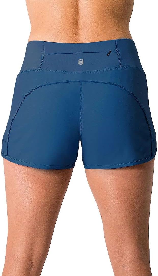 Tough Mode Womens 3" Lightweight Running WOD Volleyball Shorts Workout Mesh Liner Zip Pocket