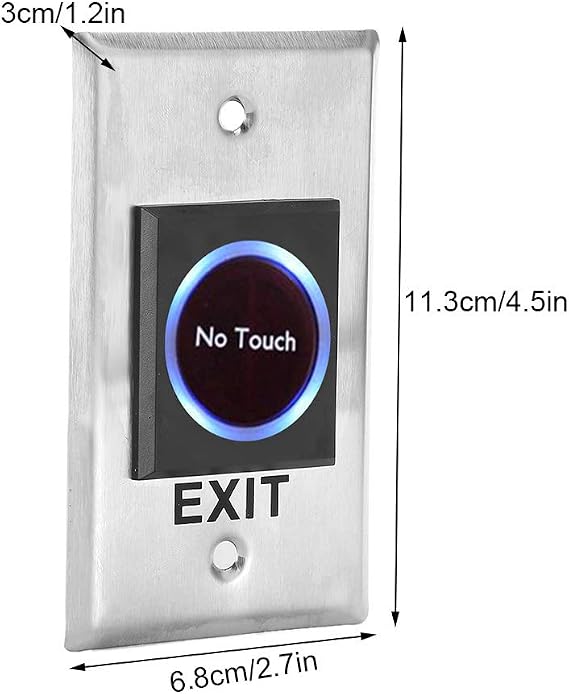 01 02 015 No Touch Exit Button, Infrared Sensor DC12V Push to Exit Button Switch for Access Control System for Various Door Frames