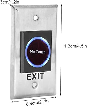 01 02 015 No Touch Exit Button, Infrared Sensor DC12V Push to Exit Button Switch for Access Control System for Various Door Frames