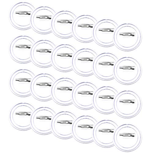 INHEMING 24 Stück Buttons Selber Machen Ohne Buttonmaschine,60mm Transparente Buttons Anstecker Set DIY Ansteckbuttons mit Sicherheitsnadel für Foto Bild Kleidung Cover
