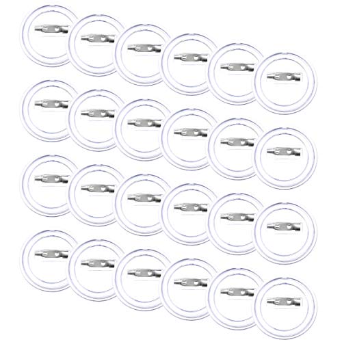 INHEMING 24 Stück Buttons Selber Machen Ohne Buttonmaschine,60mm Transparente Buttons Anstecker Set DIY Ansteckbuttons mit Sicherheitsnadel für Foto Bild Kleidung