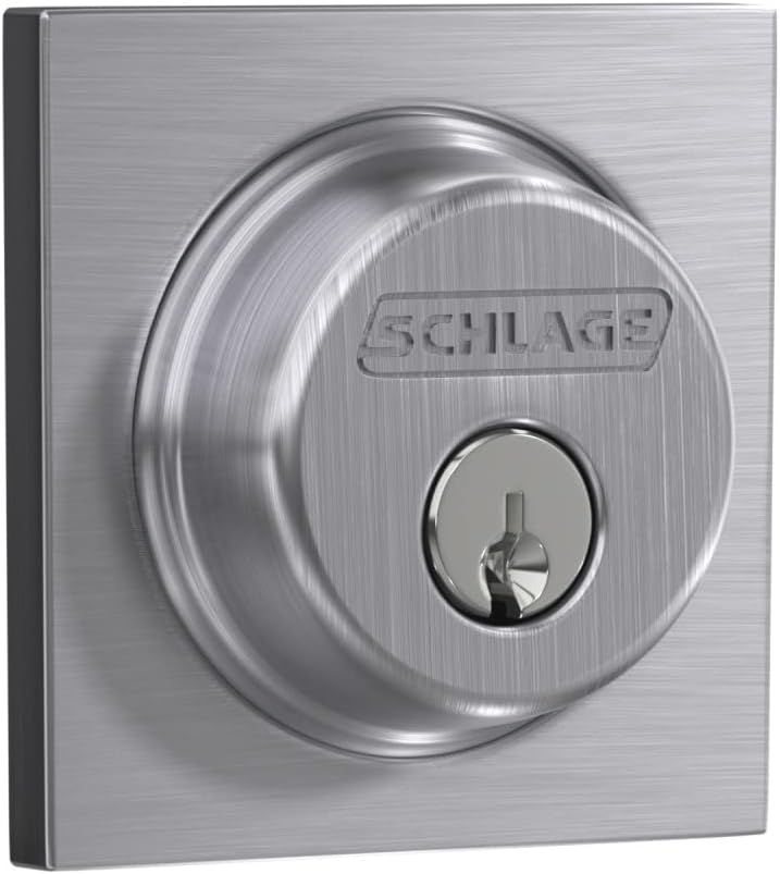 Schlage B60 N COL 626 Deadbolt with Collins Trim, Keyed 1 Side, Highest Residential Security, Satin Chrome