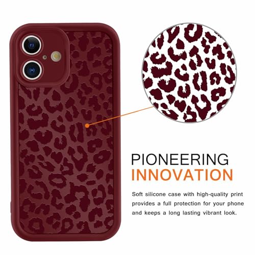 lioscre Cute Cheetah Print Phone Case for iPhone 16 Case 6.1", Aesthetic Burgundy Wine Red Leopard Pattern Design Cover Shockproof Soft Slim TPU Full Camera Lens Protective Funda for Women Girls by lioscre - Image 3