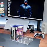 WEIMINLI Akrylowy organizer do przechowywania gier wideo stojak na PS5 PS4 PS3 etui do przechowywania, uchwyt na gry PS5, stojak na gry, pasuje do 12 gier (przezroczysty), dwa opakowania mogą