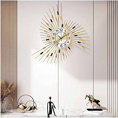 Grande horloge métallique de salon 68 cm silencieuse pour décorer sans bruit