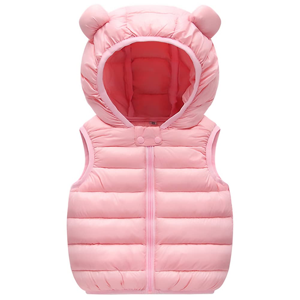 AIWUHE Baby Boys Girls Hooded Puffer Vest Winter Lightweight Sleeveless Bear Ears Zipper Up Jacket Down Vest Coat Vests Kids