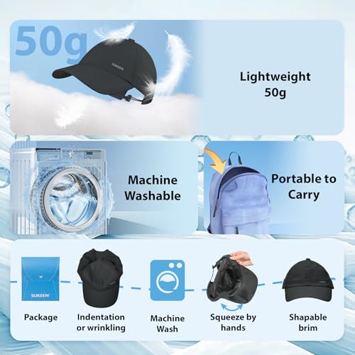 Sukeen Lightweight Kids Baseball Caps for Boy Girls, UPF50+ Kids Sun Hat Quick-Dry Youth Performance Hat for Outdoor Activity Black