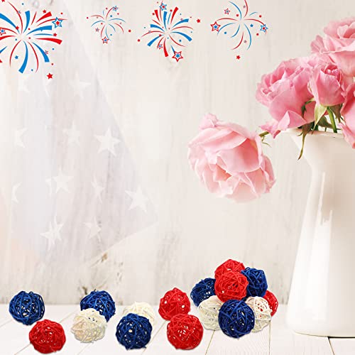 45 Pieces 4Th Of July Rattan Balls Red White And Blue Wicker Balls 1.8 Inch Decorative Balls For Centerpiece Bowls Sphere Orb Filler Decor Natural Rattan Ball Decorations Vase Ornament For Table #TOP5