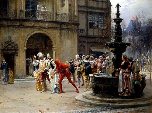 Peinture sur toile le cortège carnavalesque Adrien Moreau 60x90