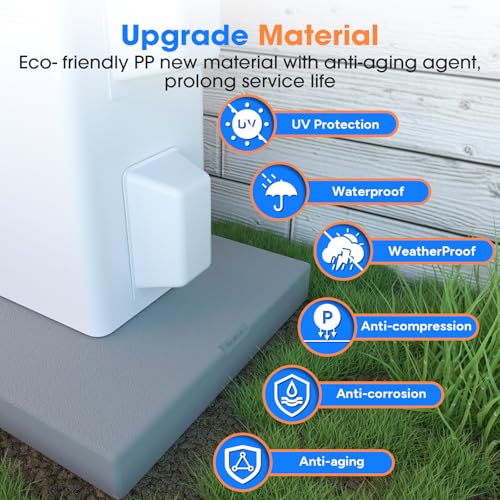 Image of Mini Split Pad for Condenser: Ground Base for Air Conditioner Outdoor Condenser Units, Plastic Equipment Pad for Ductless Minisplit Heat Pump Systems HAVC, Gra, 38'' x 18'' x 3''